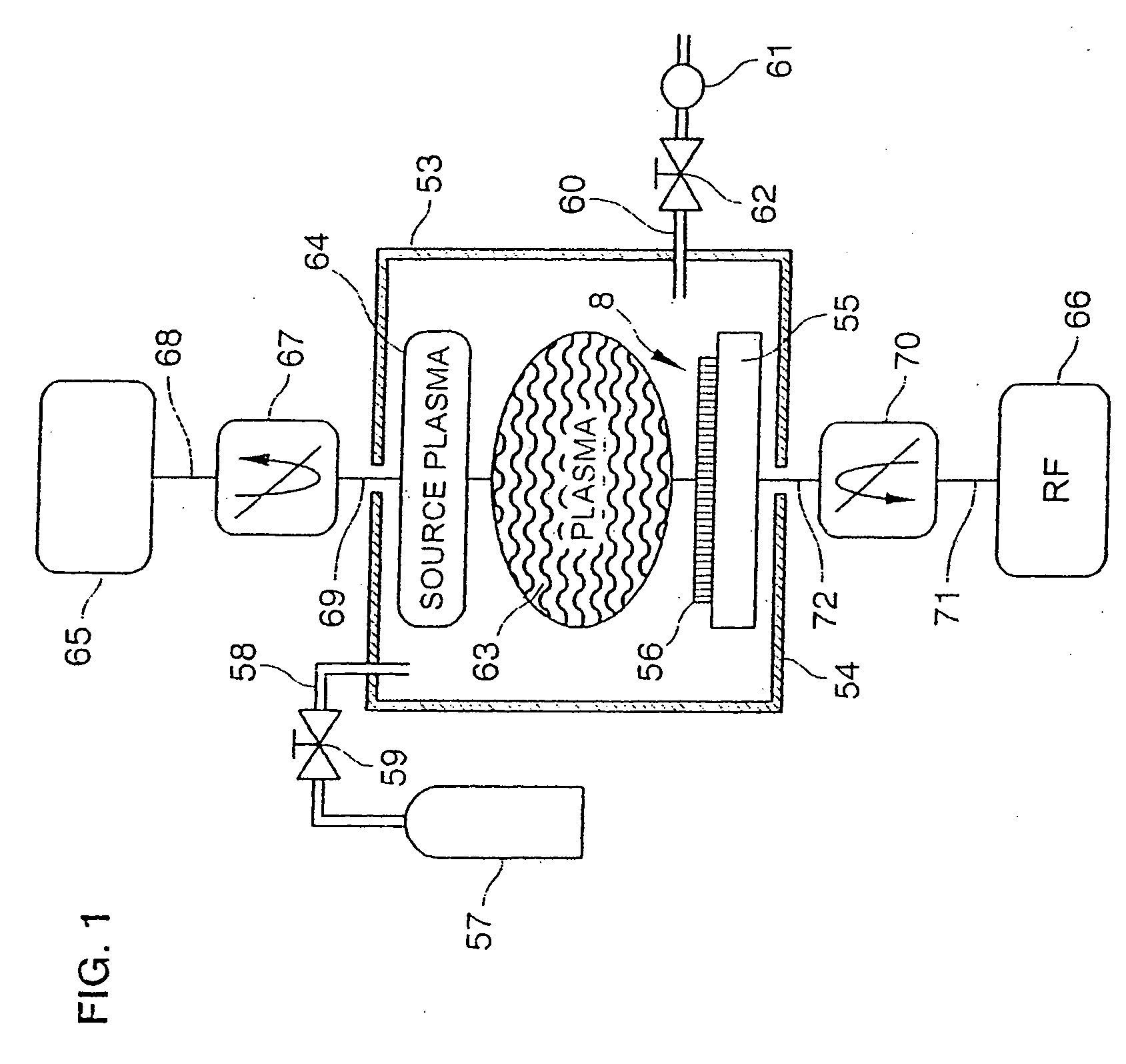 Probe for Measuring Characteristics of an Excitation Current of a Plasma, and Associated Plasma Reactor
