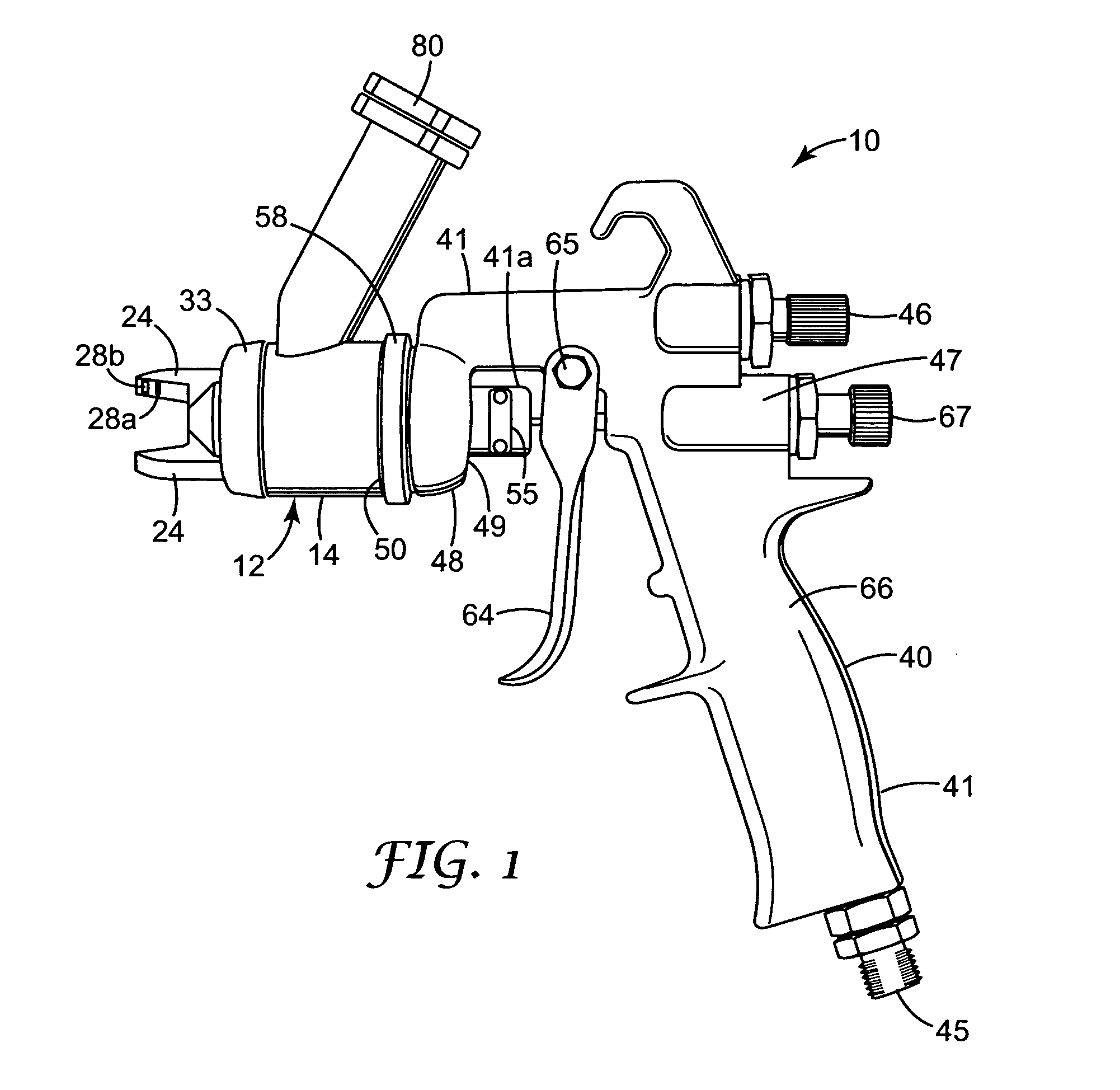 Liquid spray gun with non-circular horn air outlet passageways and apertures