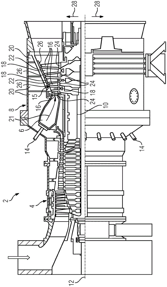 Gas turbine and heat shield for a gas turbine