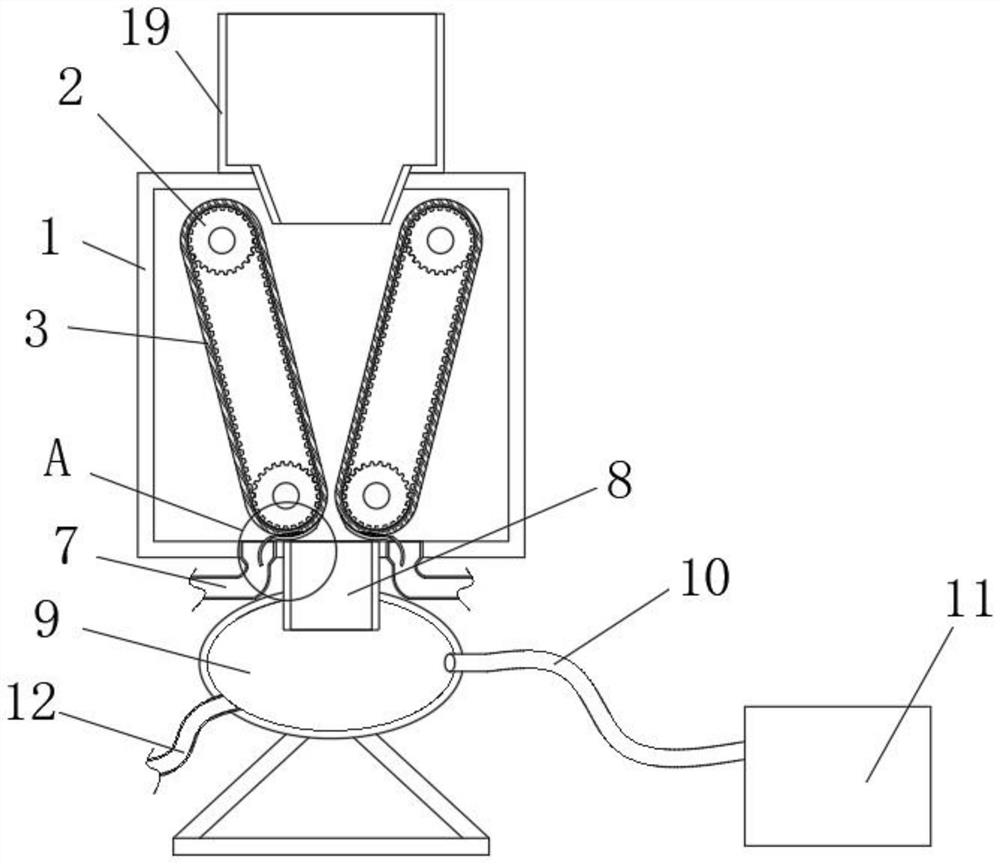 A device for placing environmentally friendly materials in leather cleaning production