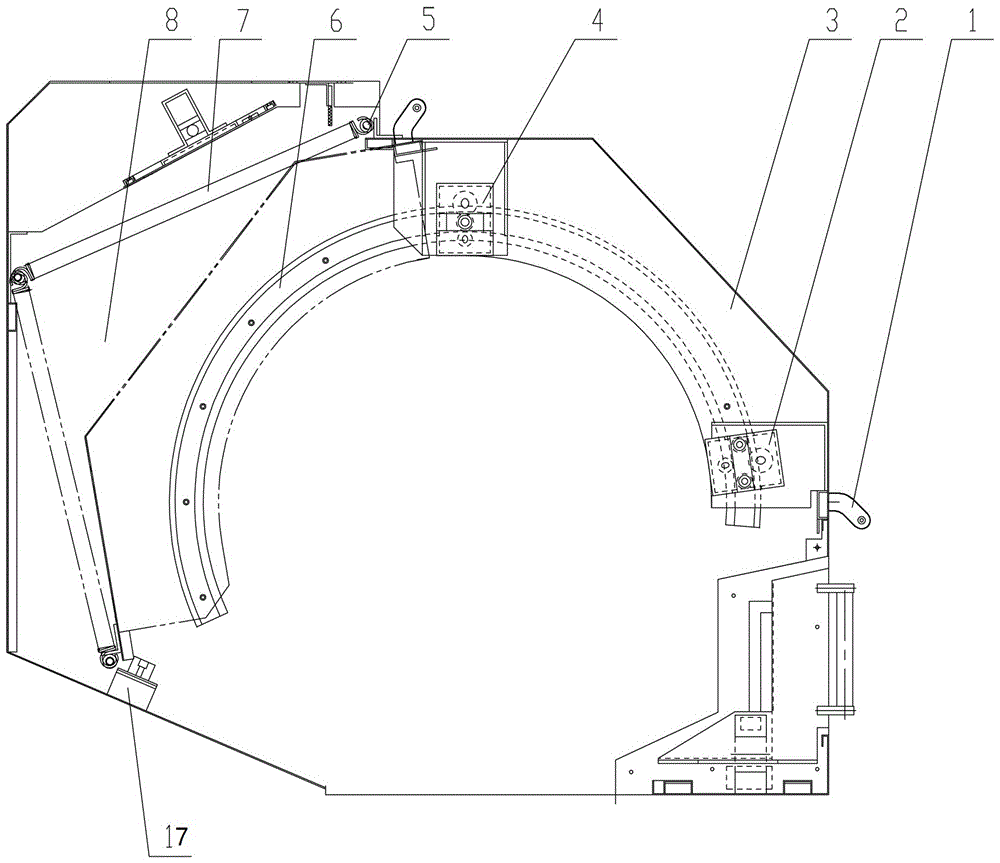 Overturn protective door on machine tool