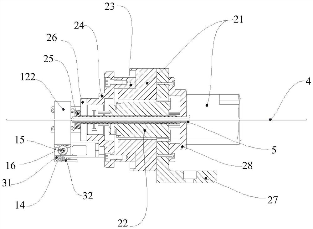 Clamping and rotating device and interventional operation robot