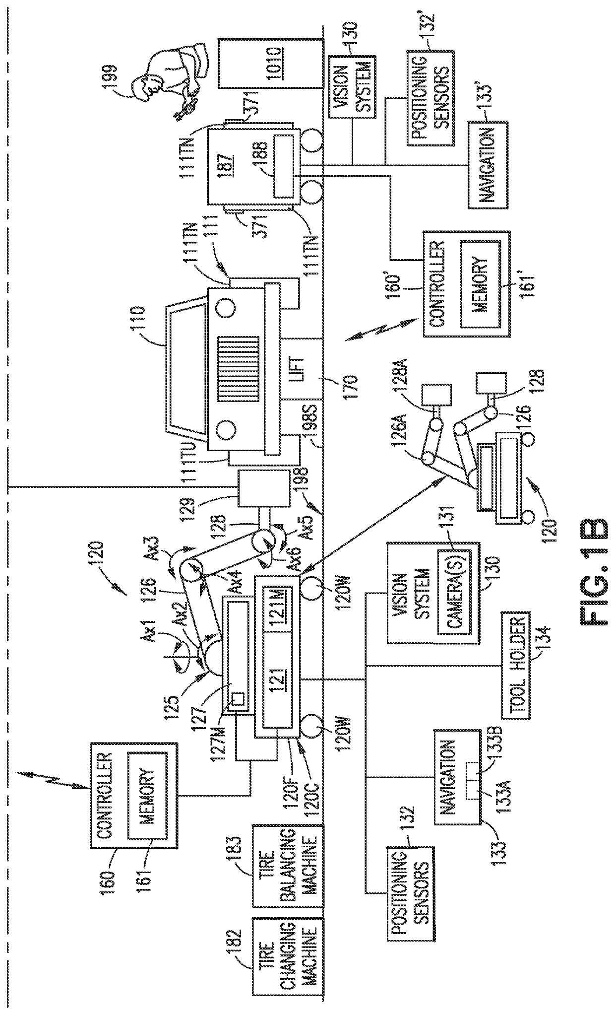 Autonomous traverse tire changing bot, autonomous tire changing system, and method therefor