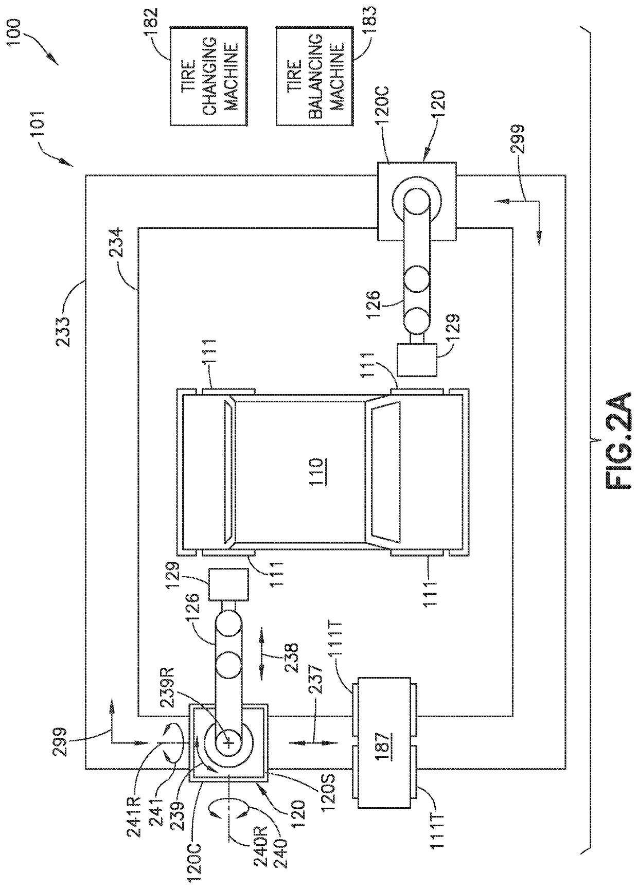 Autonomous traverse tire changing bot, autonomous tire changing system, and method therefor