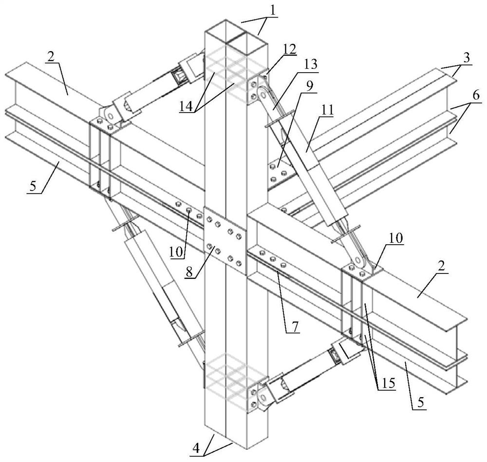 A plug-in modular steel structure connection node with reset function