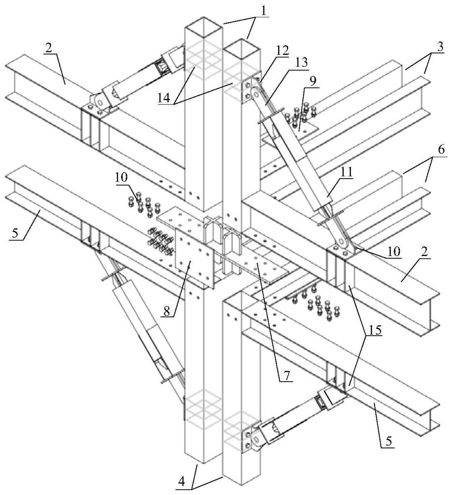 A plug-in modular steel structure connection node with reset function