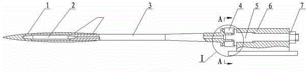 A wind tunnel model tail strut structure for active vibration reduction