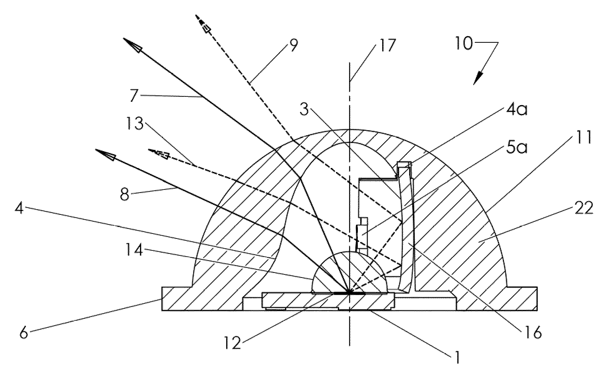 LED devices for offset wide beam generation