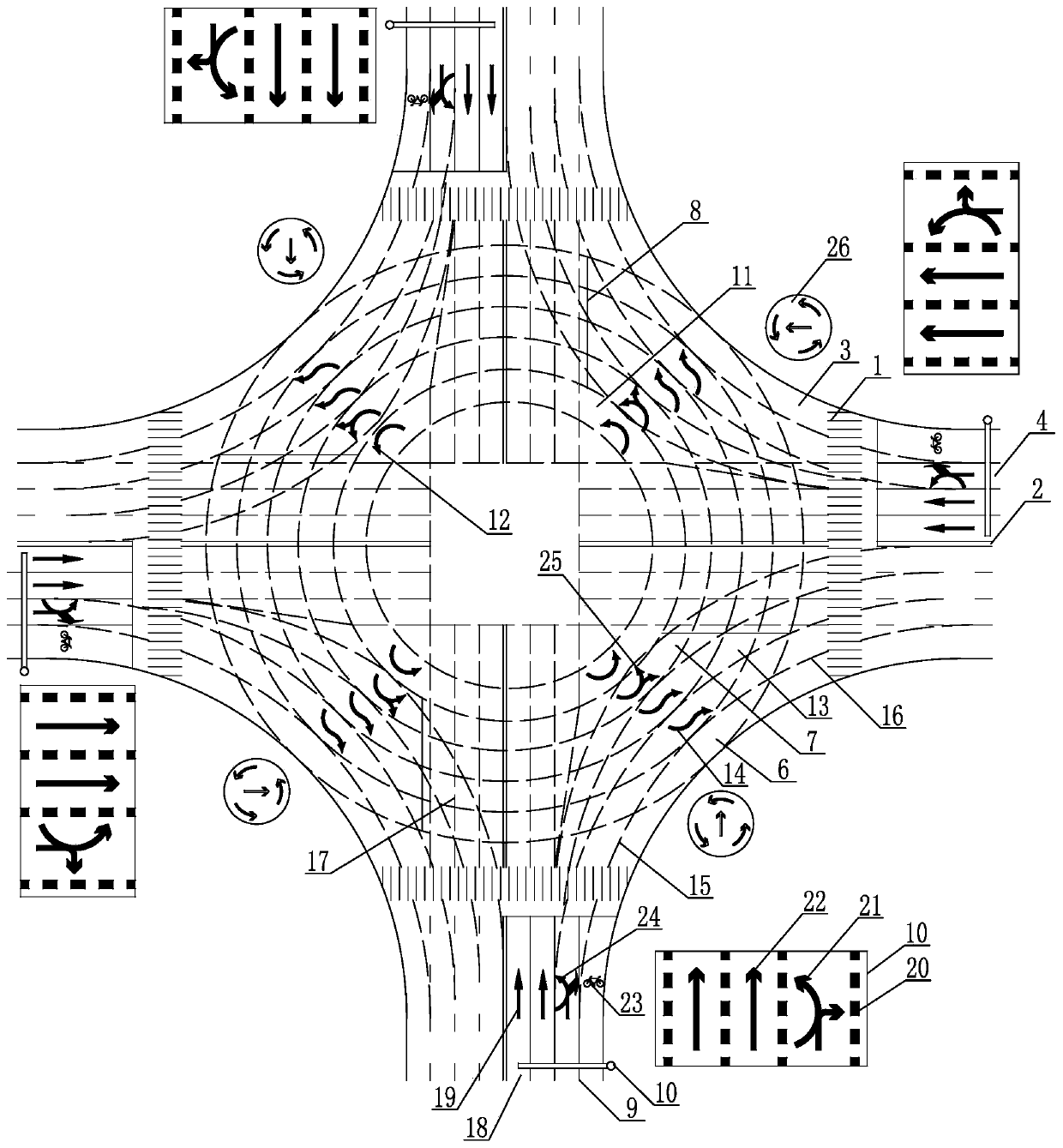 Traffic diversion system for roundabout intersection and expanding application method of system