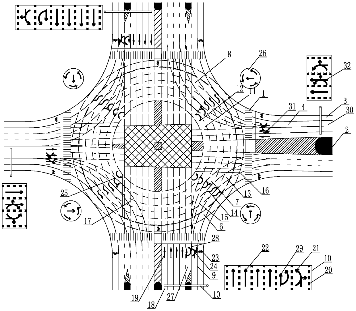 Traffic diversion system for roundabout intersection and expanding application method of system
