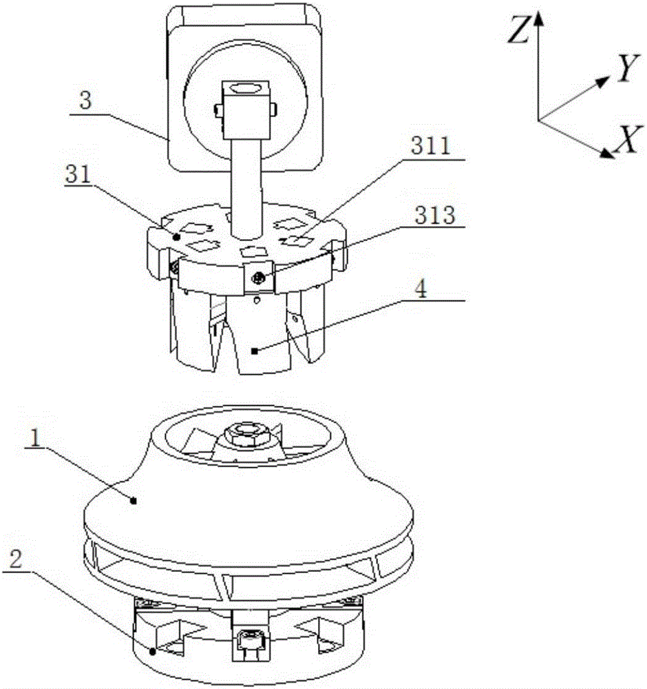 Closed impeller electric spark machining device and machining method