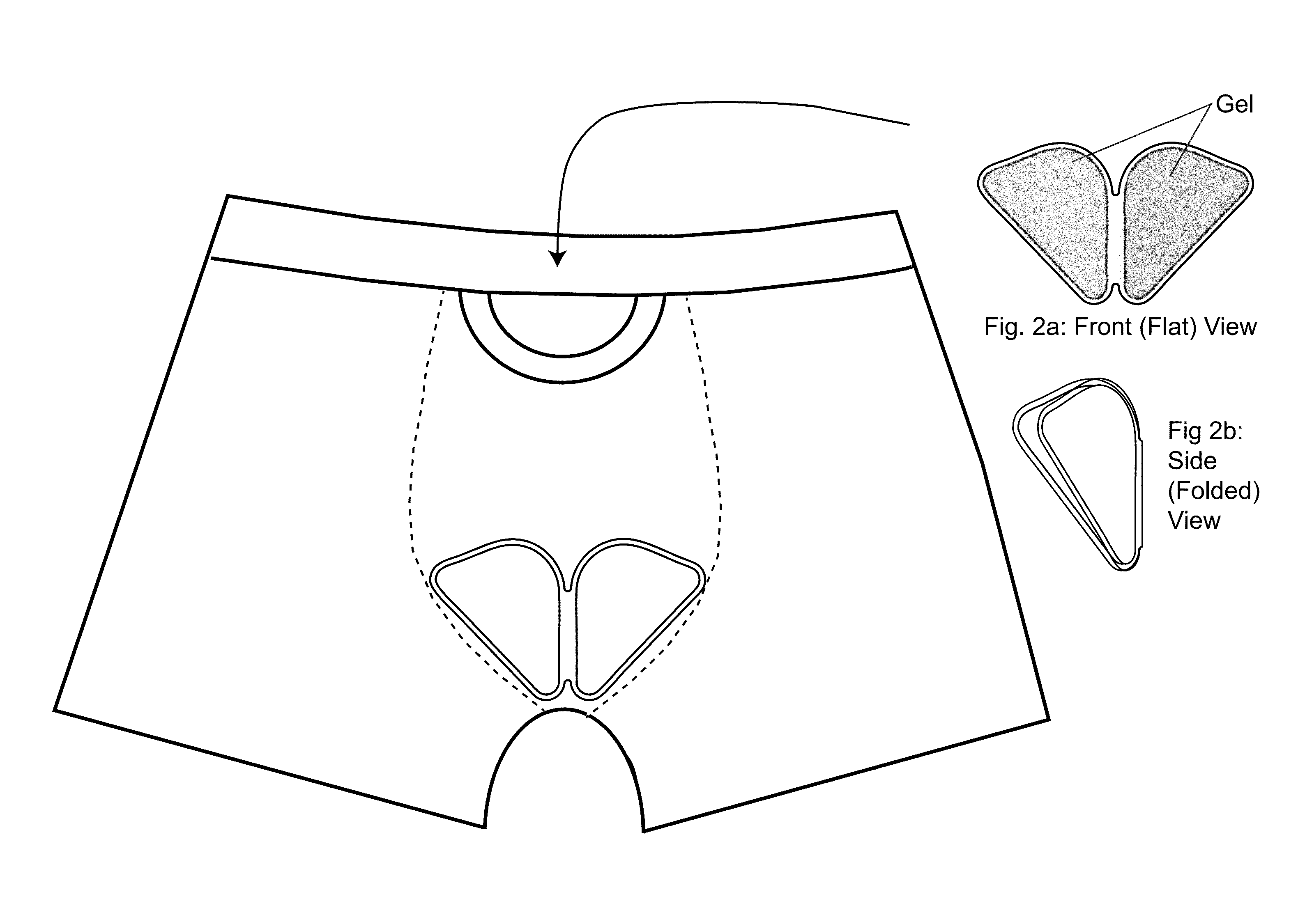Men's underwear with fitted frontal pouch and removable ergonomic gel pack for testicular cooling
