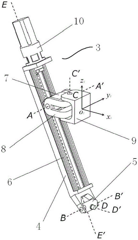 Parallel mechanism with two rotation degrees of freedom and one translation degree of freedom of space