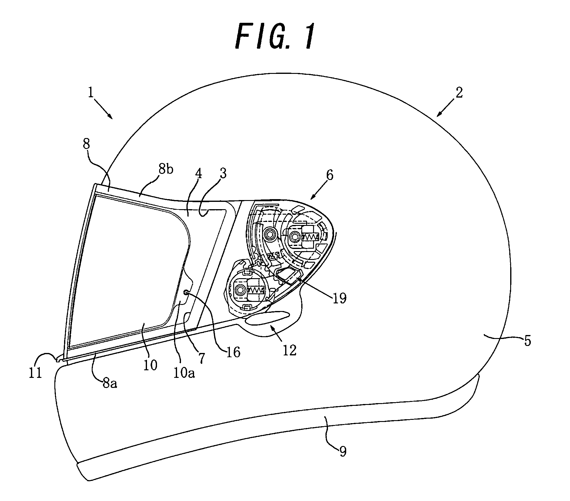 Helmet shield attaching mechanism, and helmet attached with the same