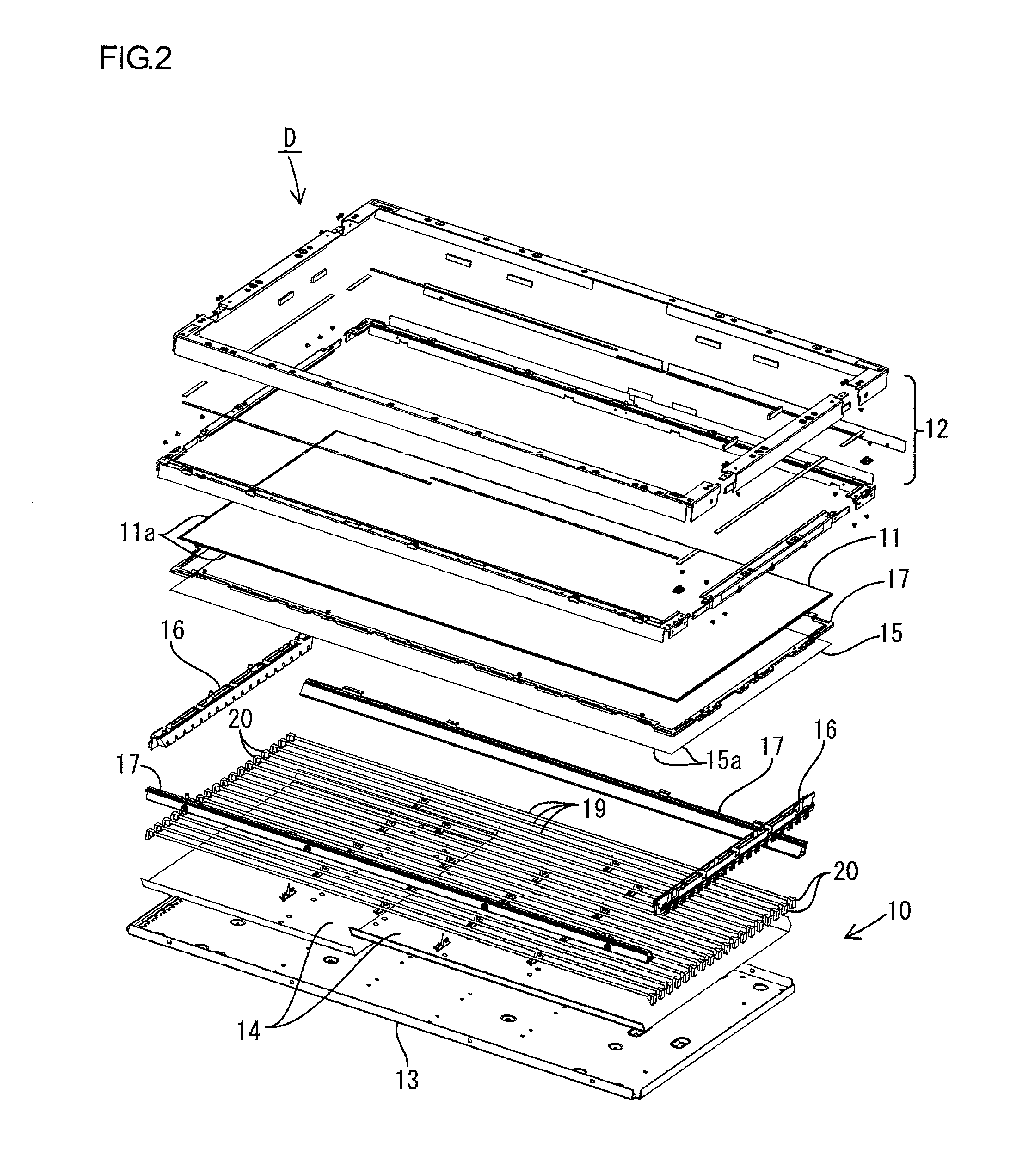 Optical member unit, lighting device for display, display, and television receiver