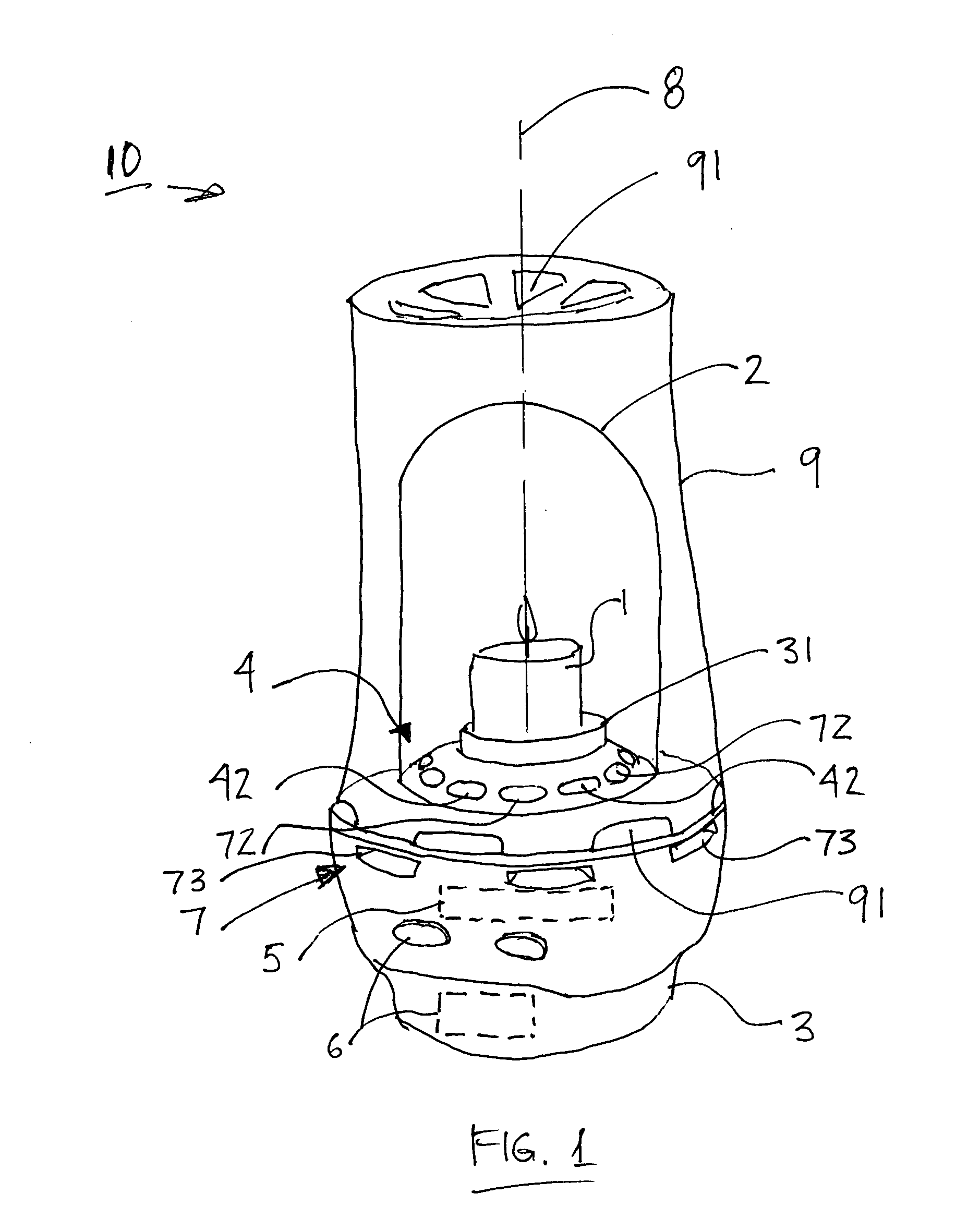 Method and apparatus for controlling a burning candle flame