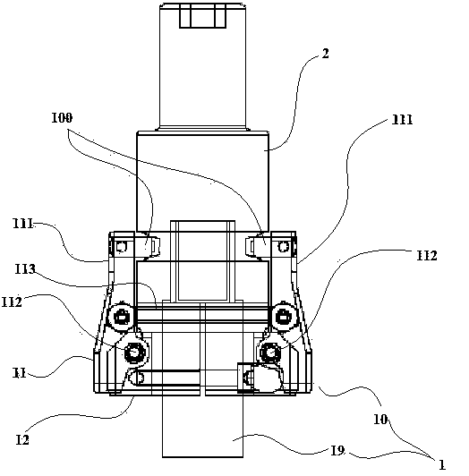 Device for tightening fasteners, tightening assembly and sleeve connecting tool