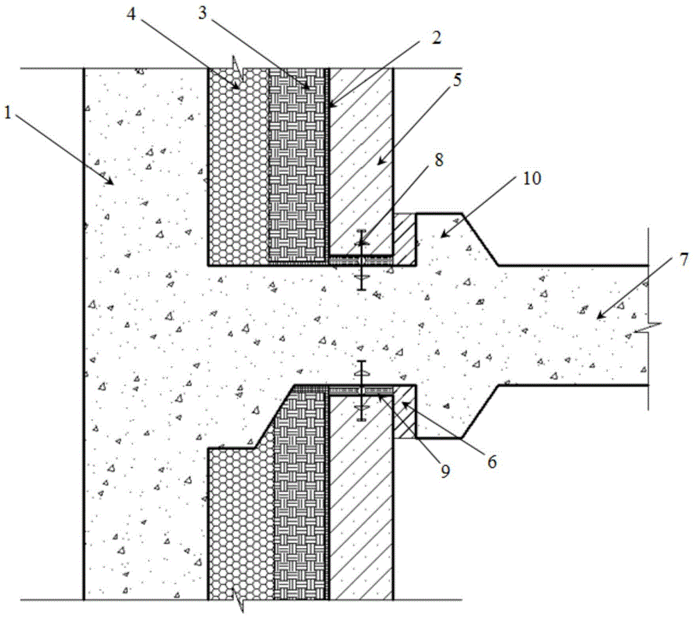 A connection structure and connection method between retaining piles and main beams of underground structures