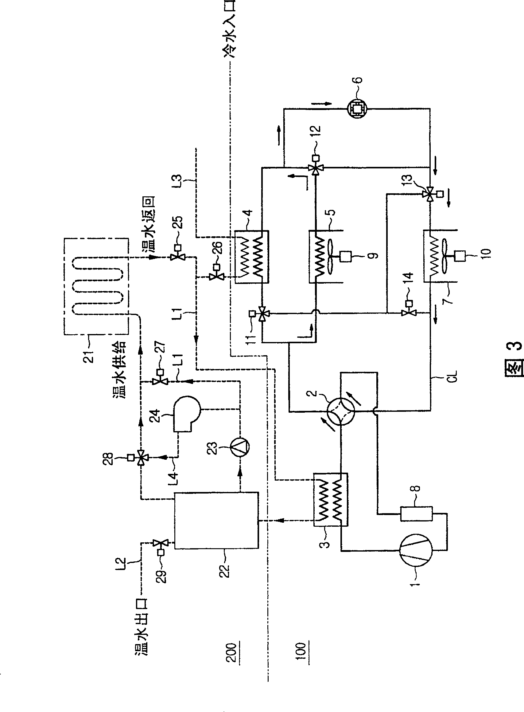 Complex refrigerating and heating system