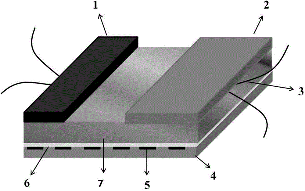 Mixed-potential type NO2 sensor with mesh-strip structured YSZ (yttria-stabilized zirconia) substrate serving as conductive layer and preparation method for mixed-potential type NO2 sensor