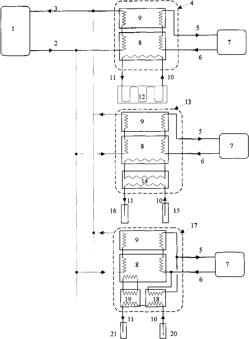 Geothermal-based central heating system using thermal-increasing heat supply machine unit and method thereof