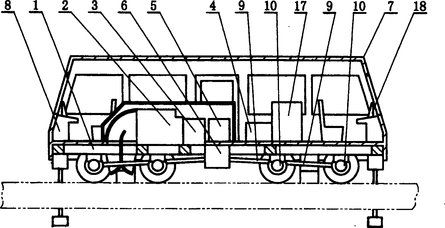 Mixed power electric driving magnetic suspension rail polling vehicle with rail detection system