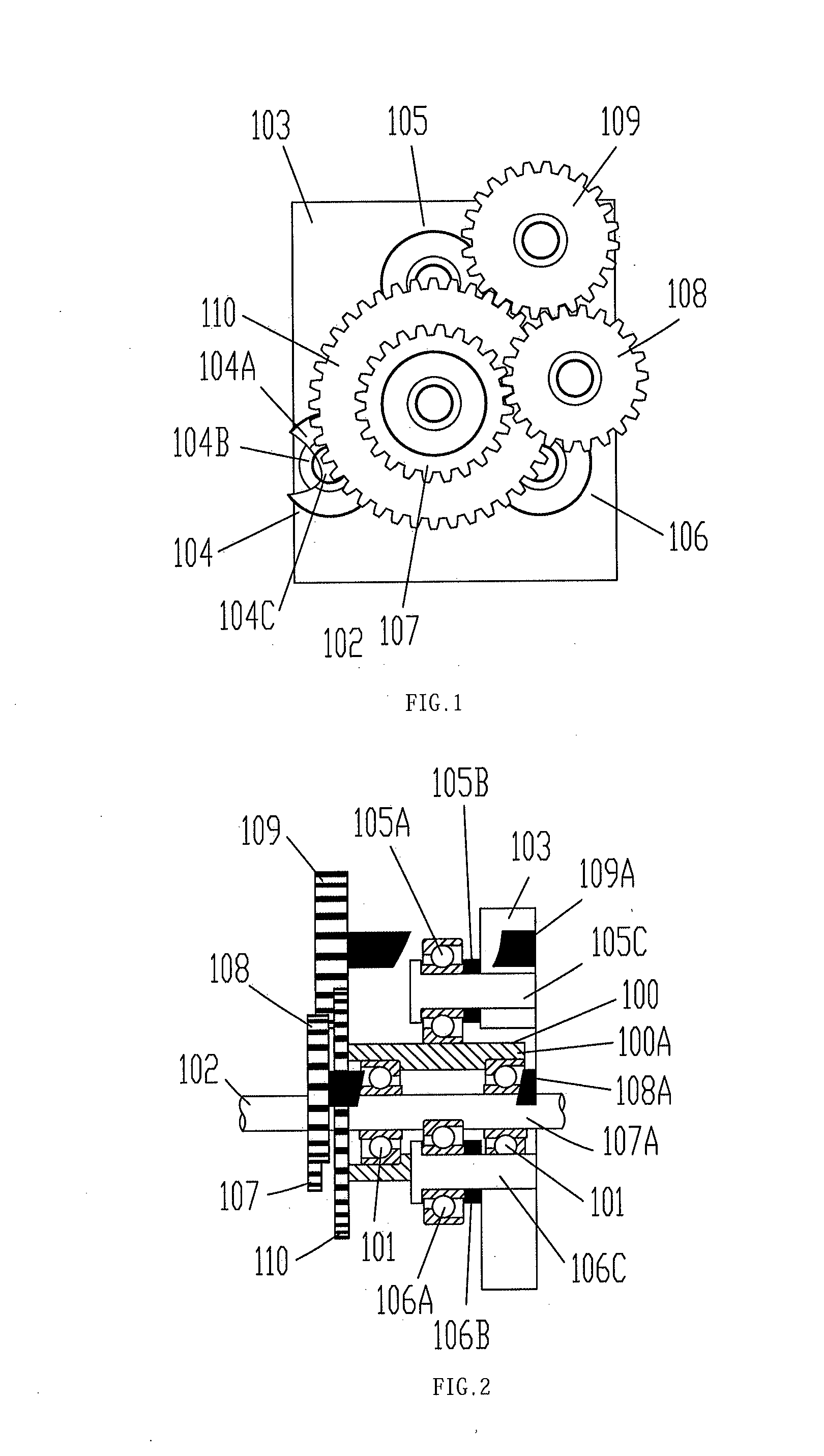 Mechanism for adjusting the rotation direction and speed of an inner ring and an outer ring of a rotary bearing