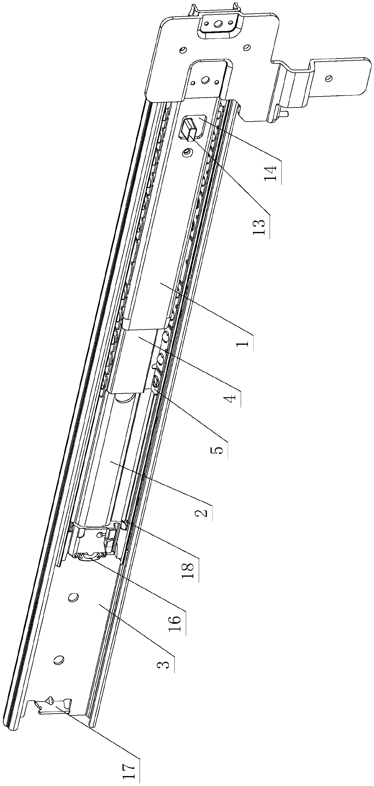 Mute opening and closing structure for sliding rails