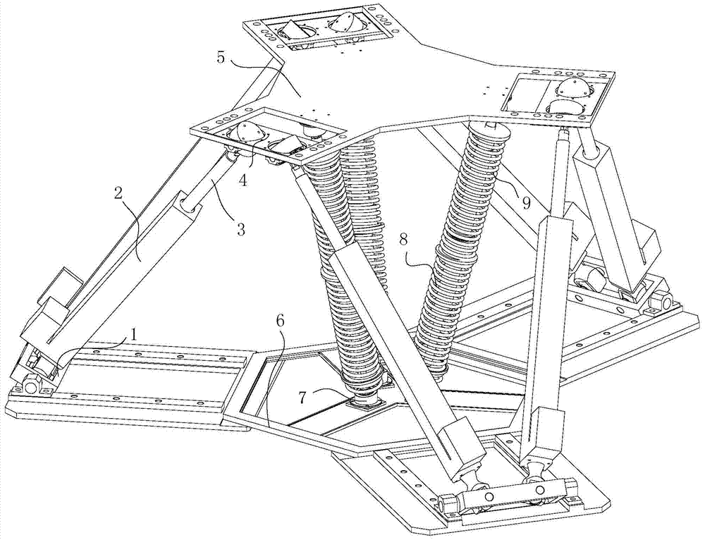 Structural parameter adjustable parallel kinematic table with combined spring-loaded branches