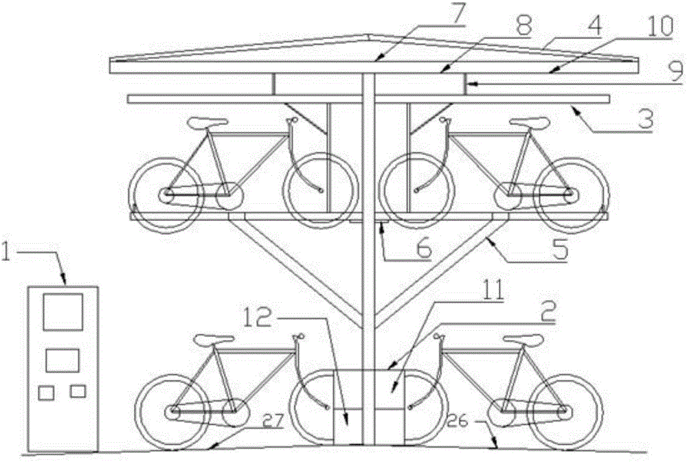 Energy-saving double-deck intelligent bicycle stand