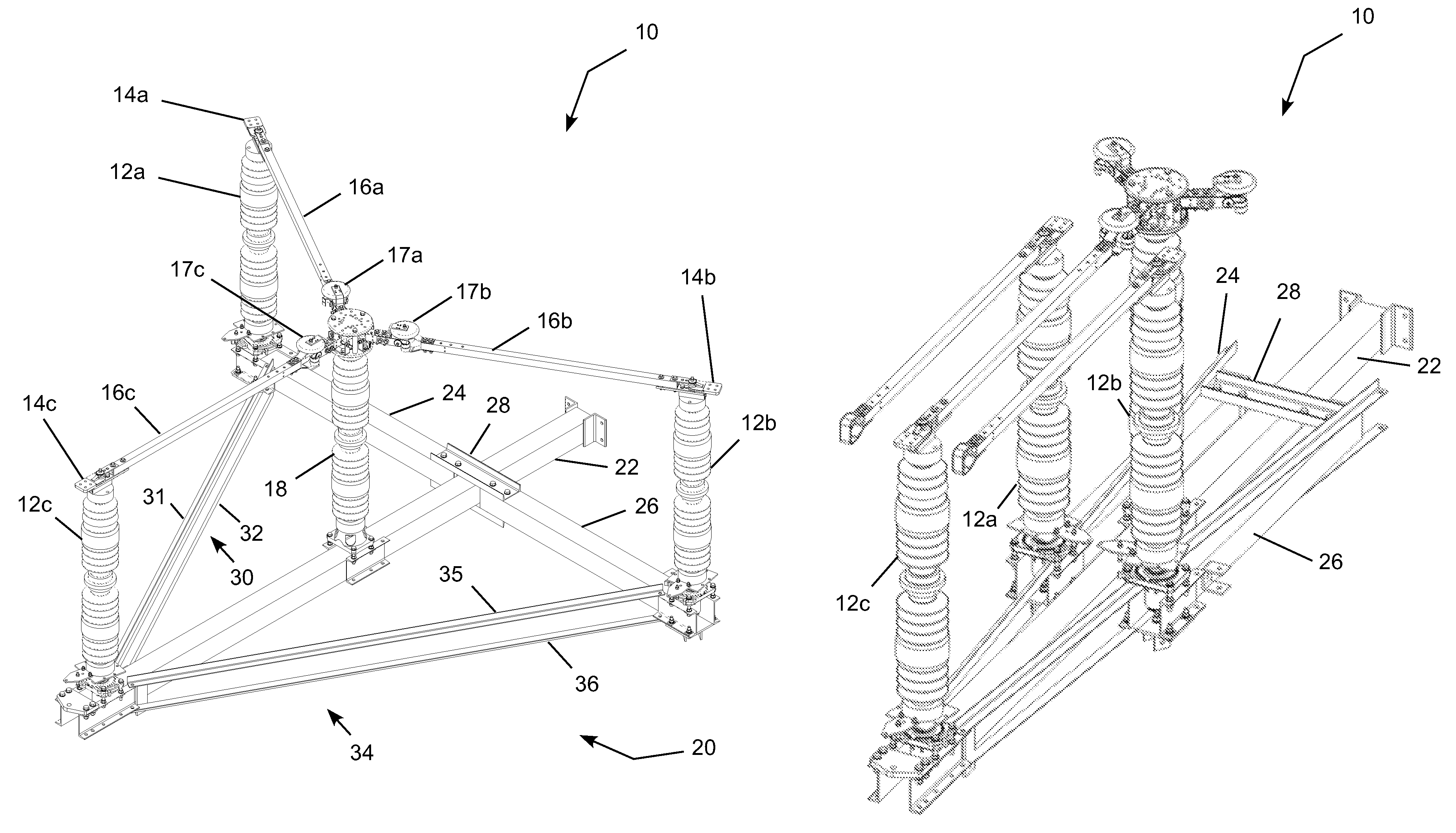 Folding high voltage electric power switch