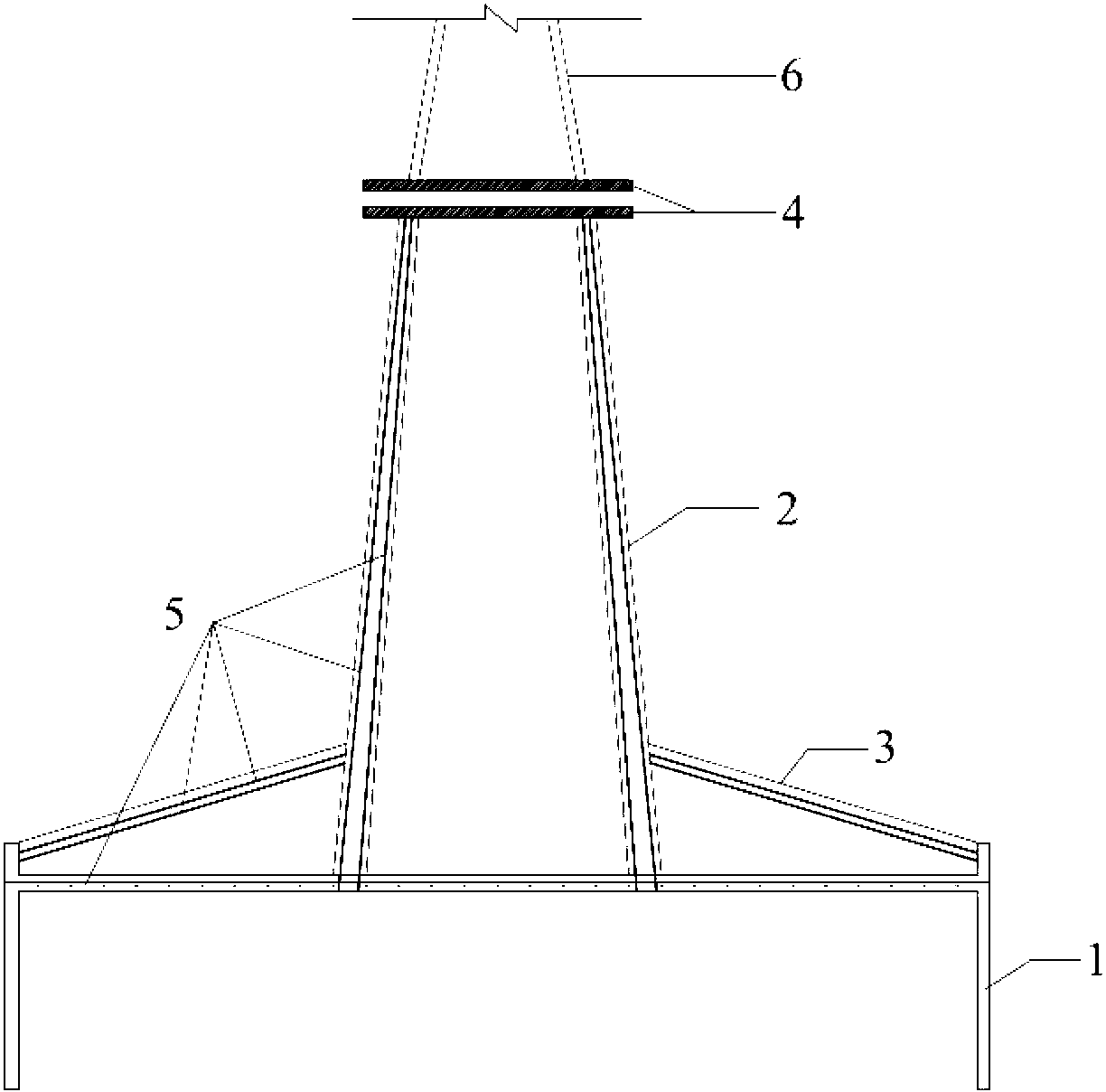 Prestressed concrete cylindrical foundation with oblique supports