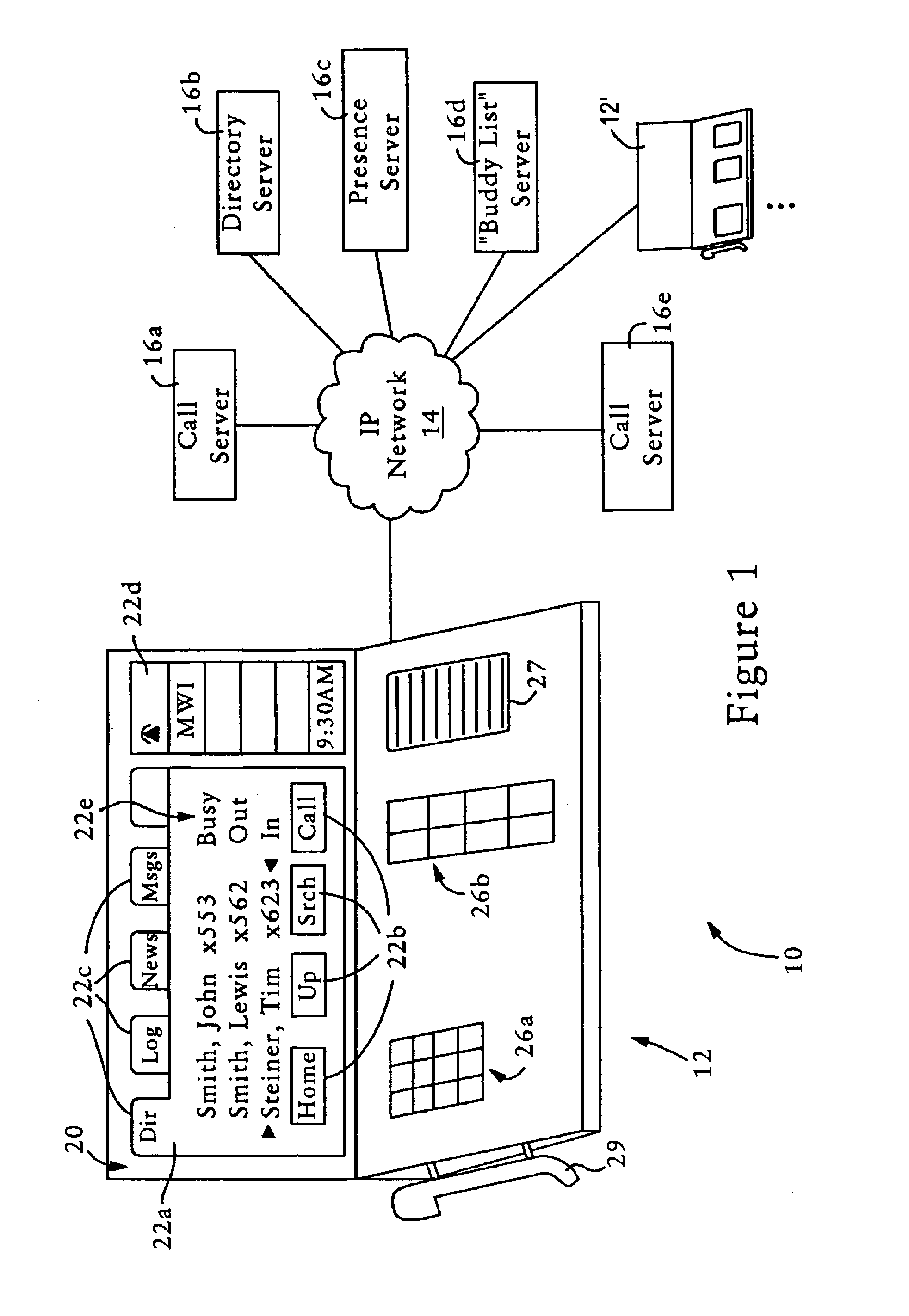 Integration of presence services with a network enabled telephony device