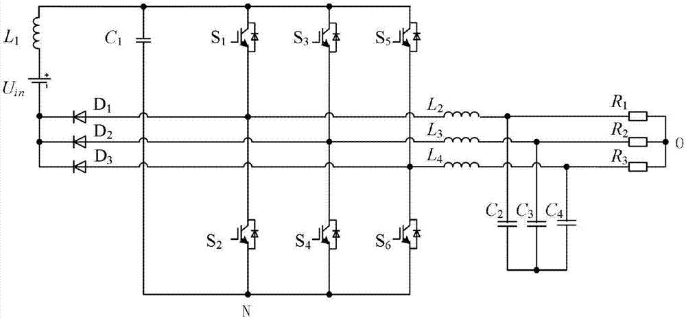 Monopole non-isolation three-phase Cuk inverter