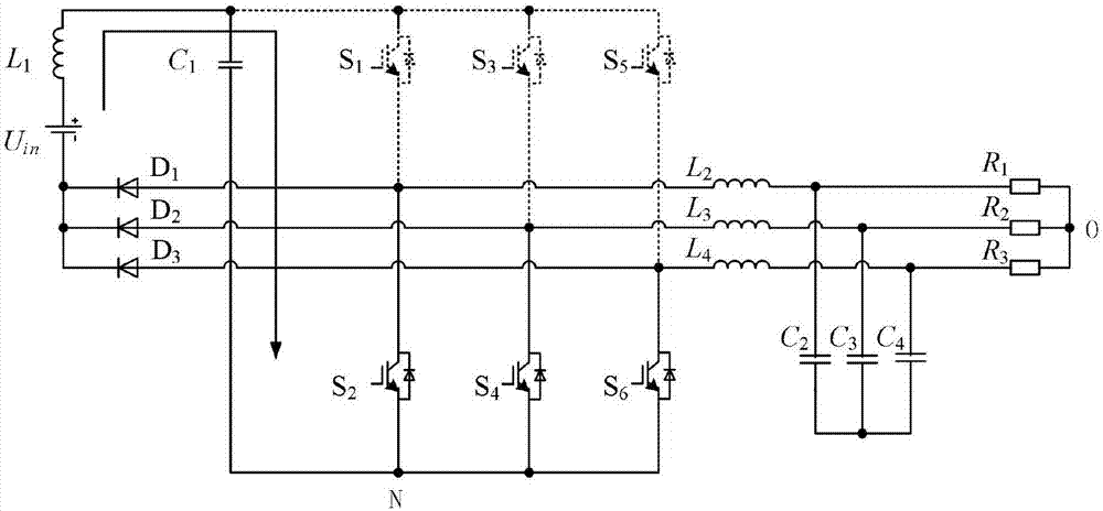 Monopole non-isolation three-phase Cuk inverter