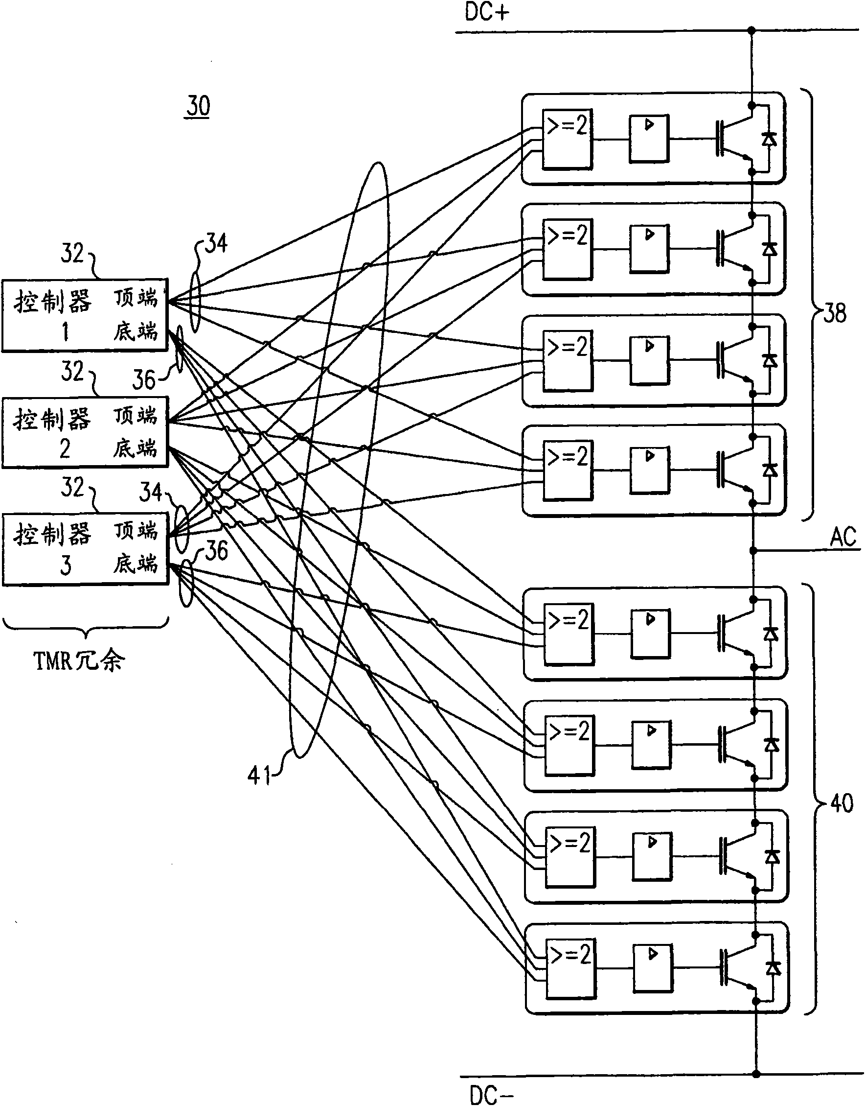 Circuit and topology for high-reliability power electronic device system