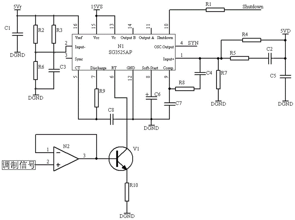 Synchronous spread spectrum circuit and method applied to program-controlled DC power supply