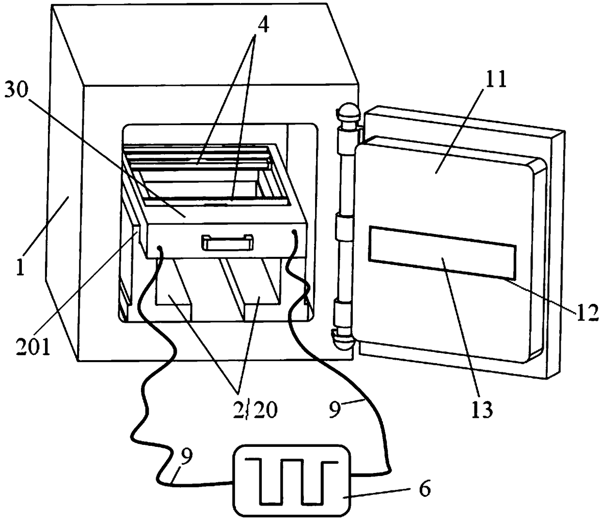 Device for assisting solid solution heat treatment of metal component through pulse current