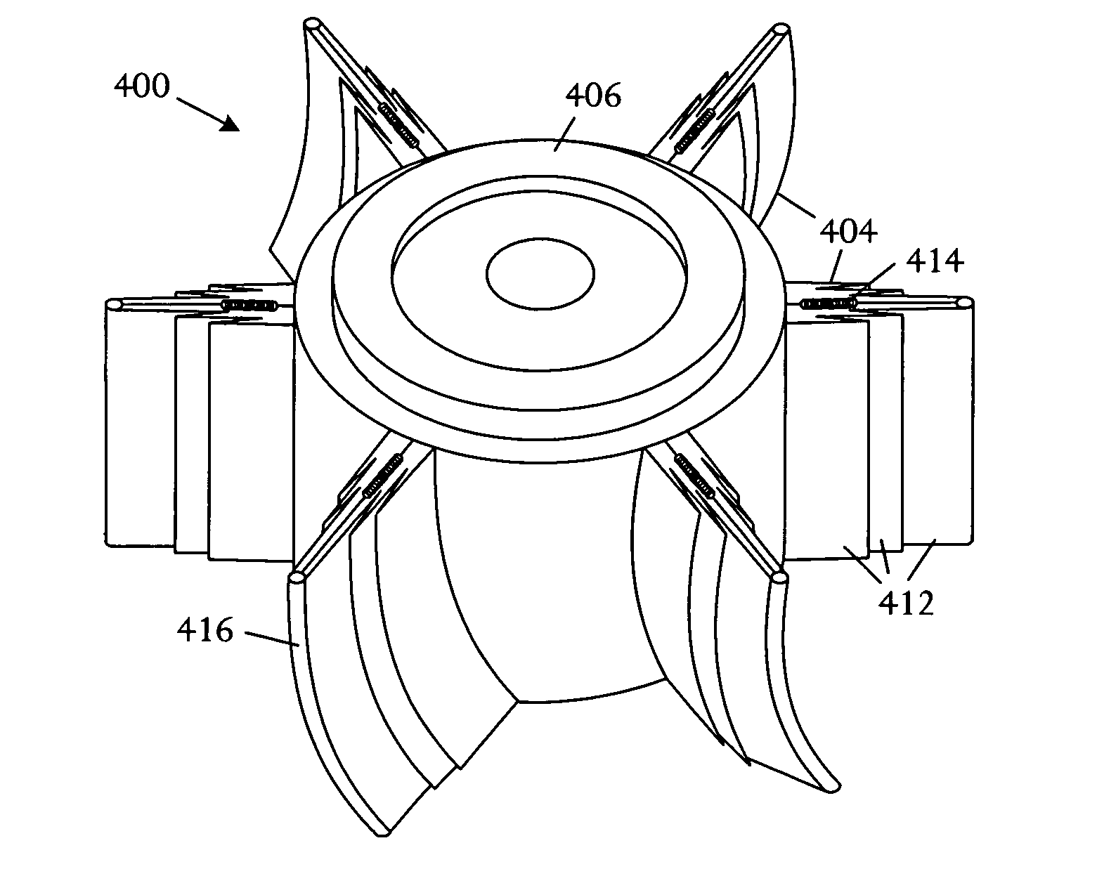 Electronics cooling fan with collapsible fan blade