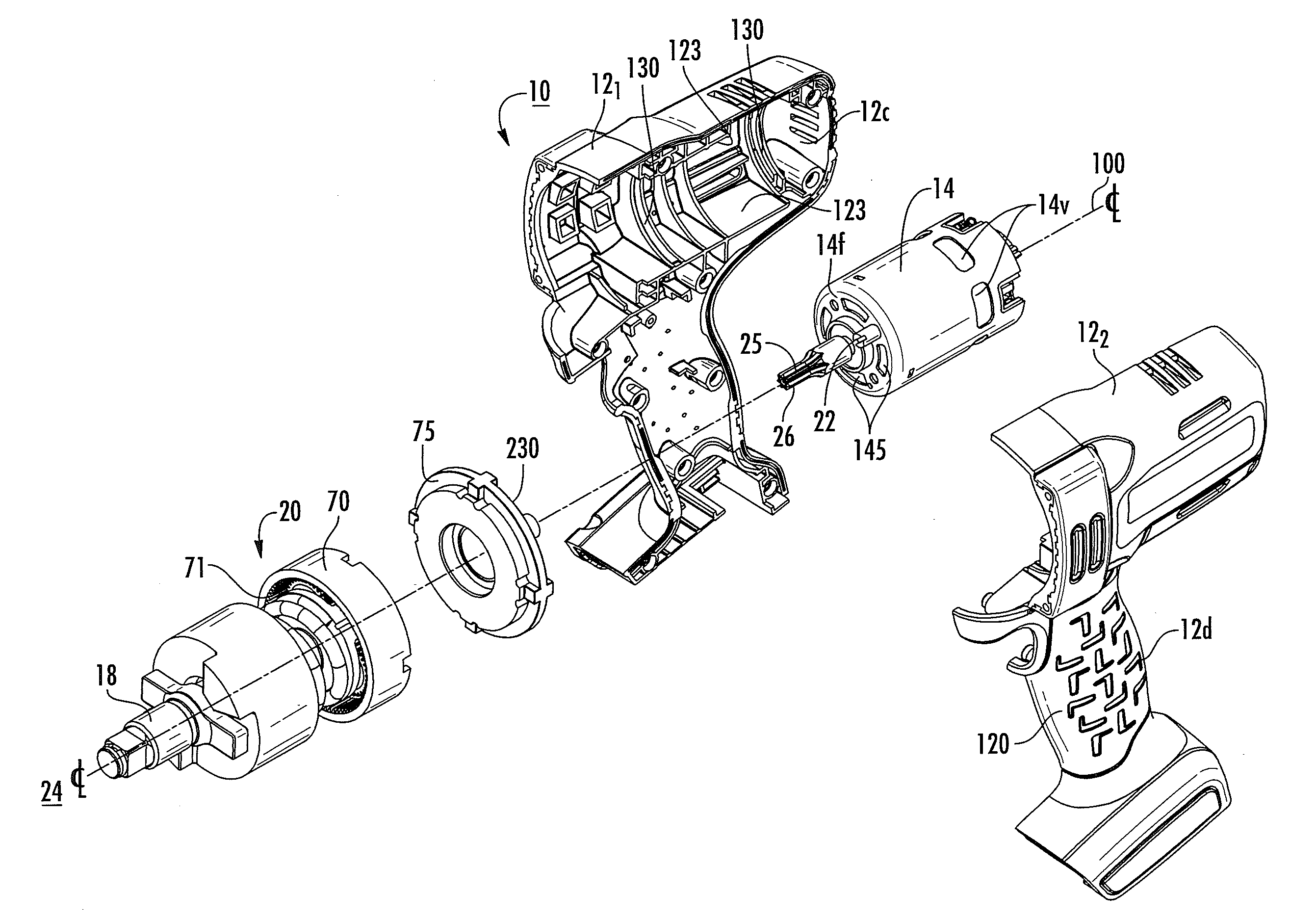 Power tools with housings having integral resilient motor mounts