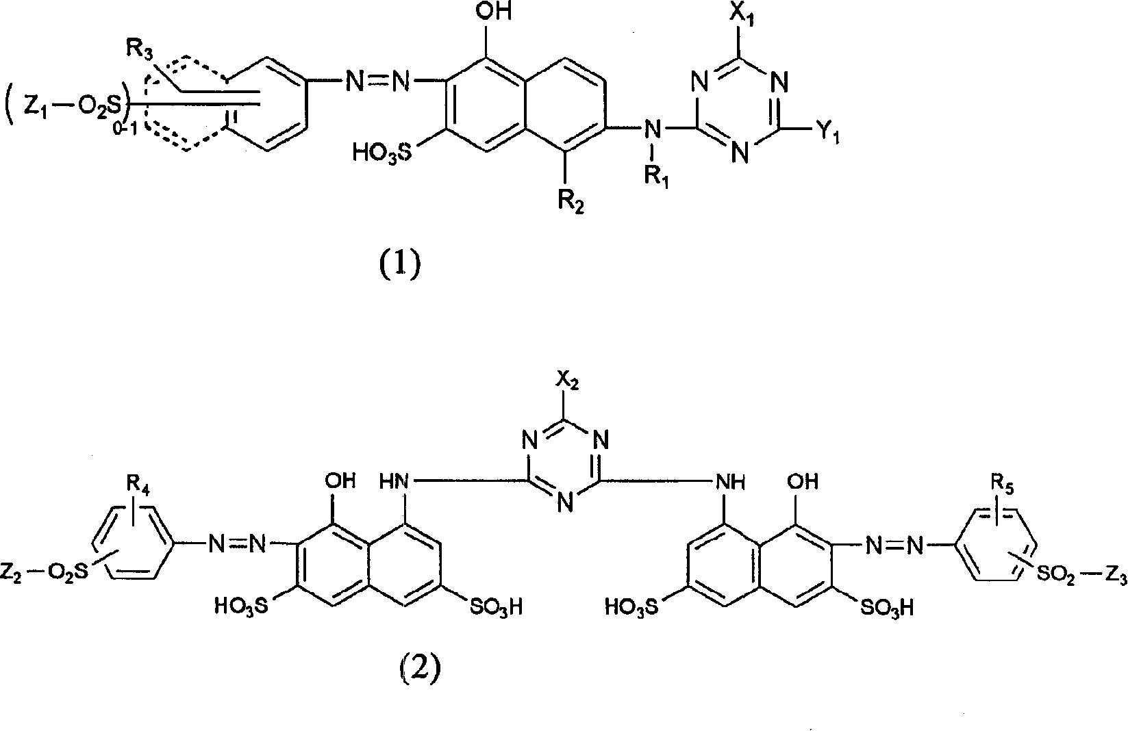 Mixture of fiber reactive dye compounds and dyeing method using the same