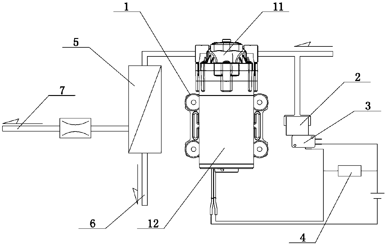 Diaphragm supercharging and self-priming integrated pump self-adaptive to water sources