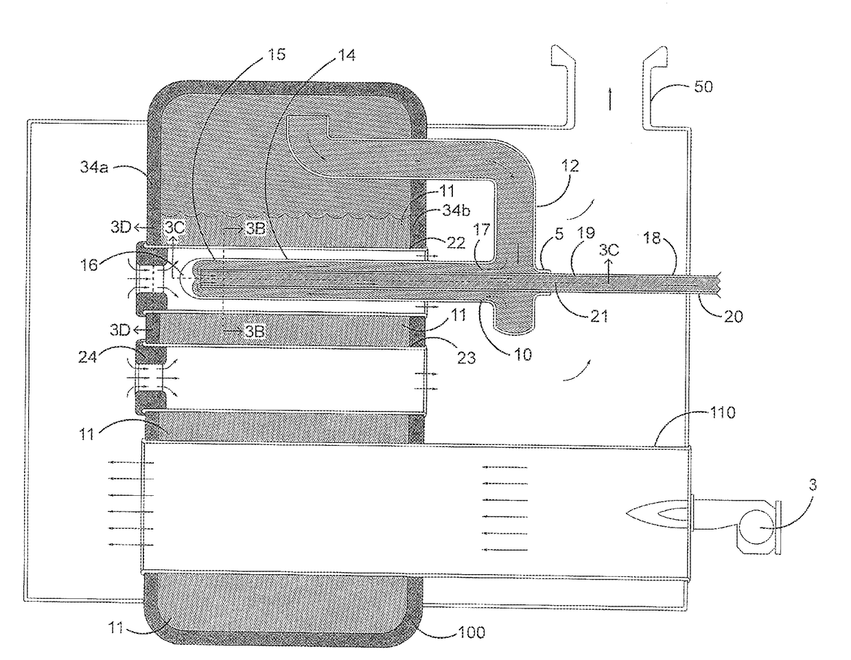 Annular superheating element for firetube boilers