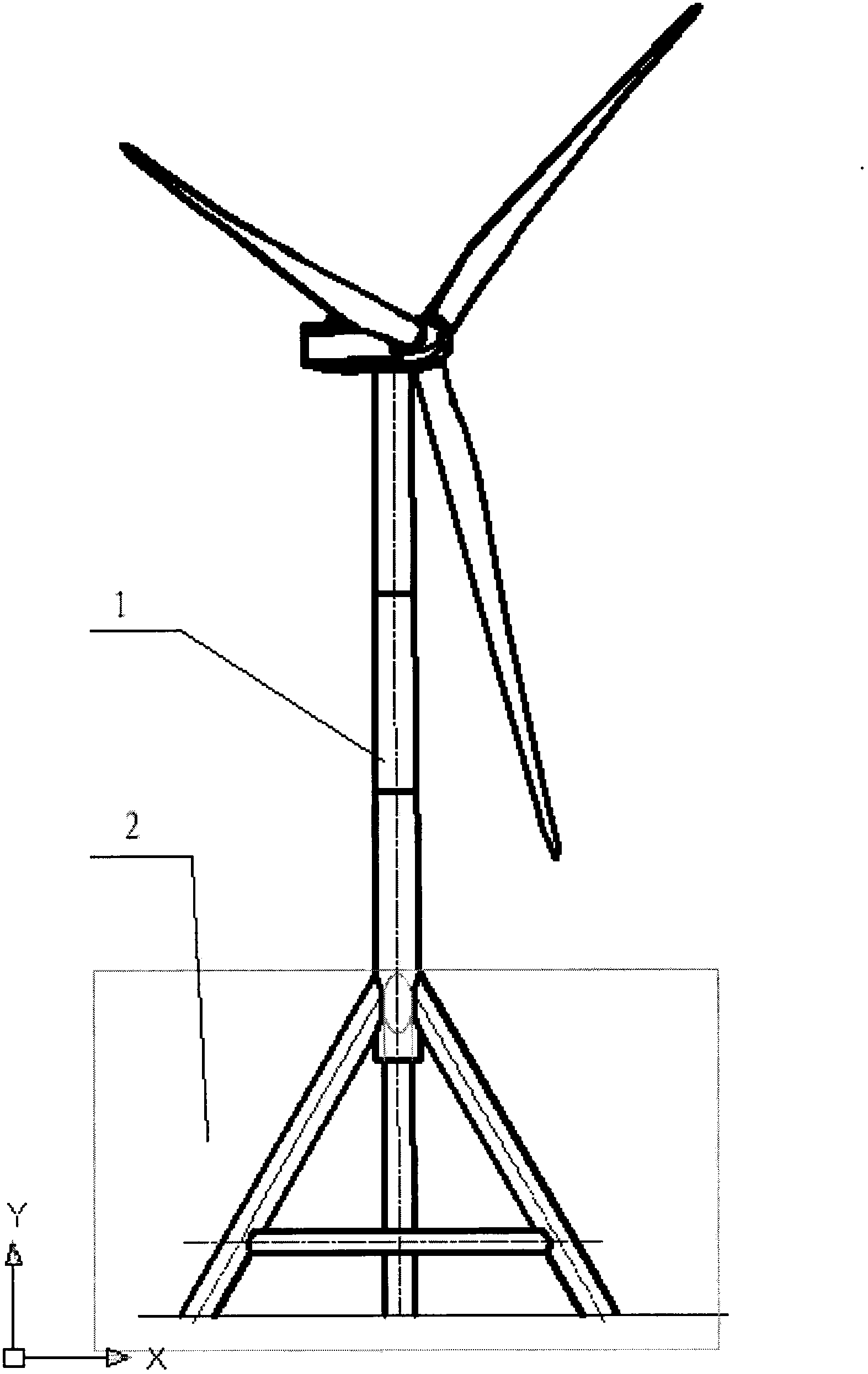Mixed tower supporting structure capable of being used in large-size land wind generating set