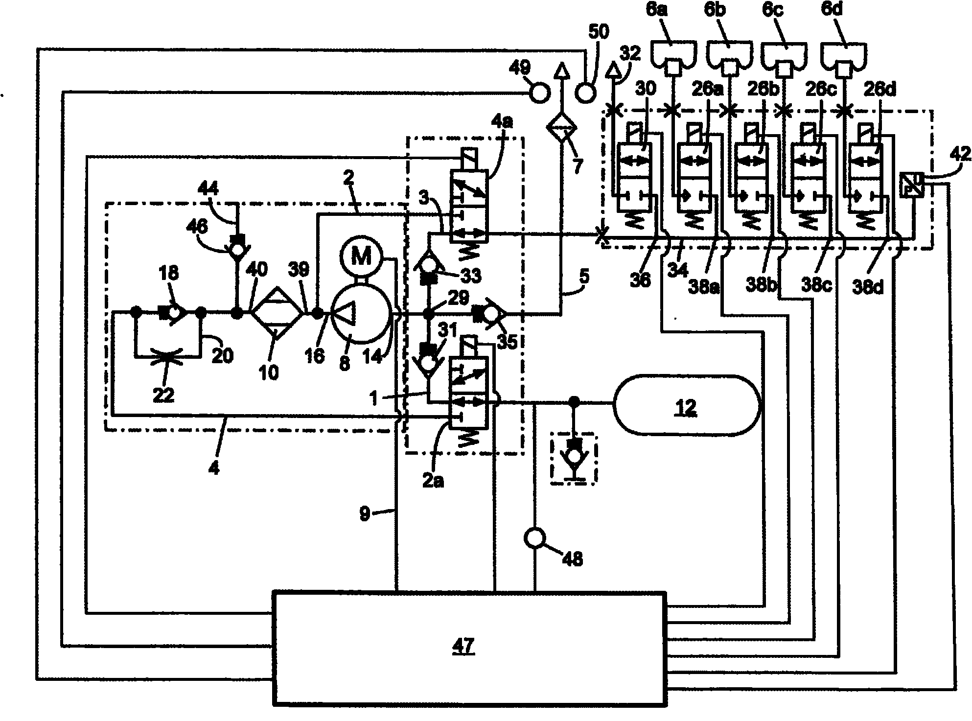 Method for controlling the regeneration cycles for an air dryer in a closed ride control system for vehicles