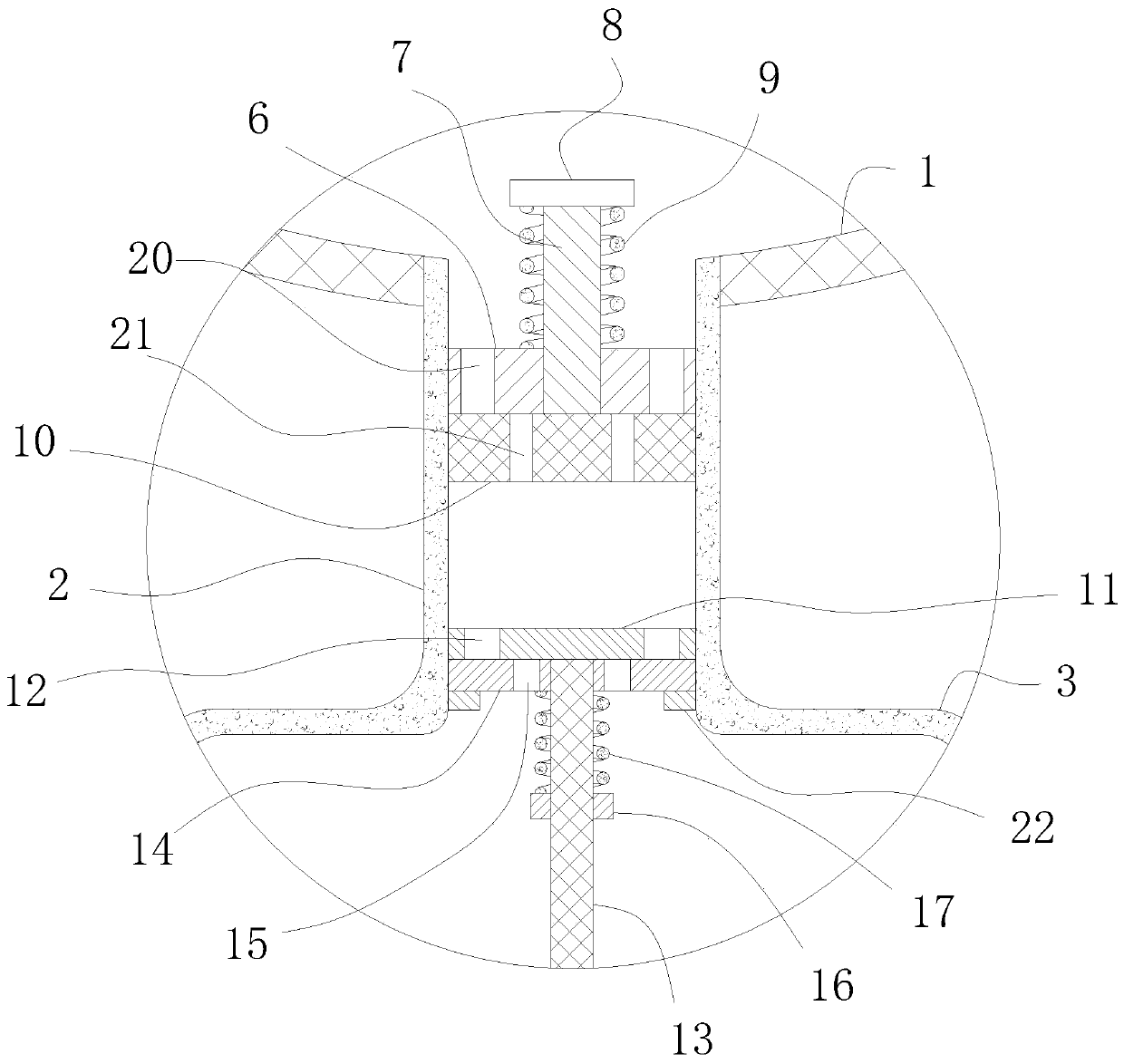 A high-efficiency liquid drainage device for a vacuum system