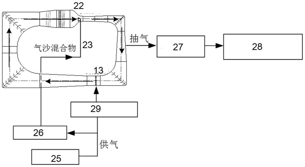 Backflow type wind tunnel device for simulating Mars low-pressure low-density dust storm environment