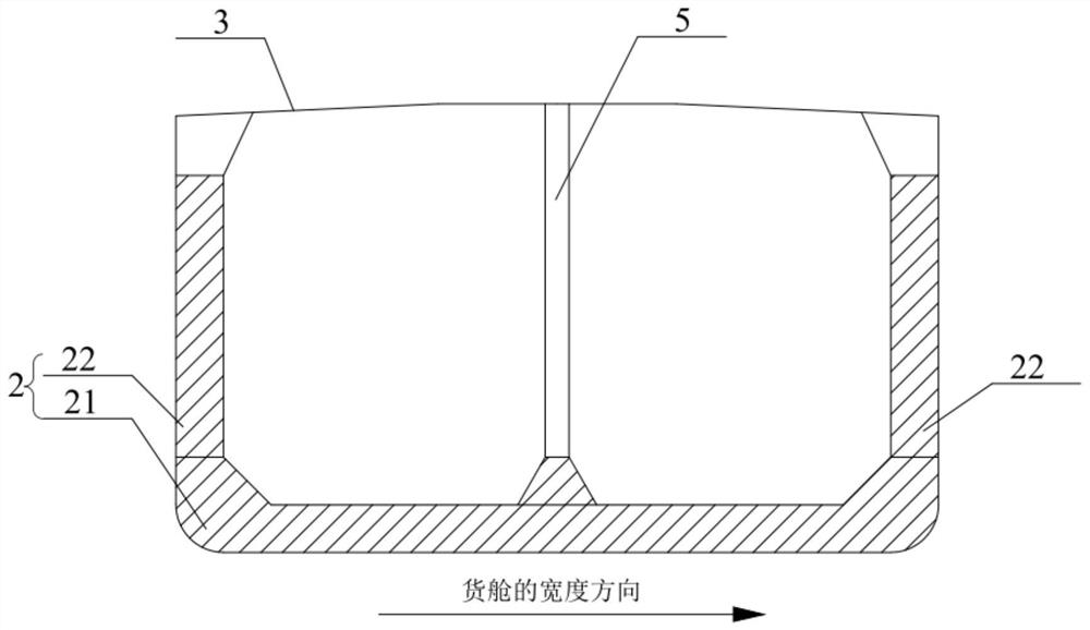 Cargo hold strong frame structure for ship and the ship