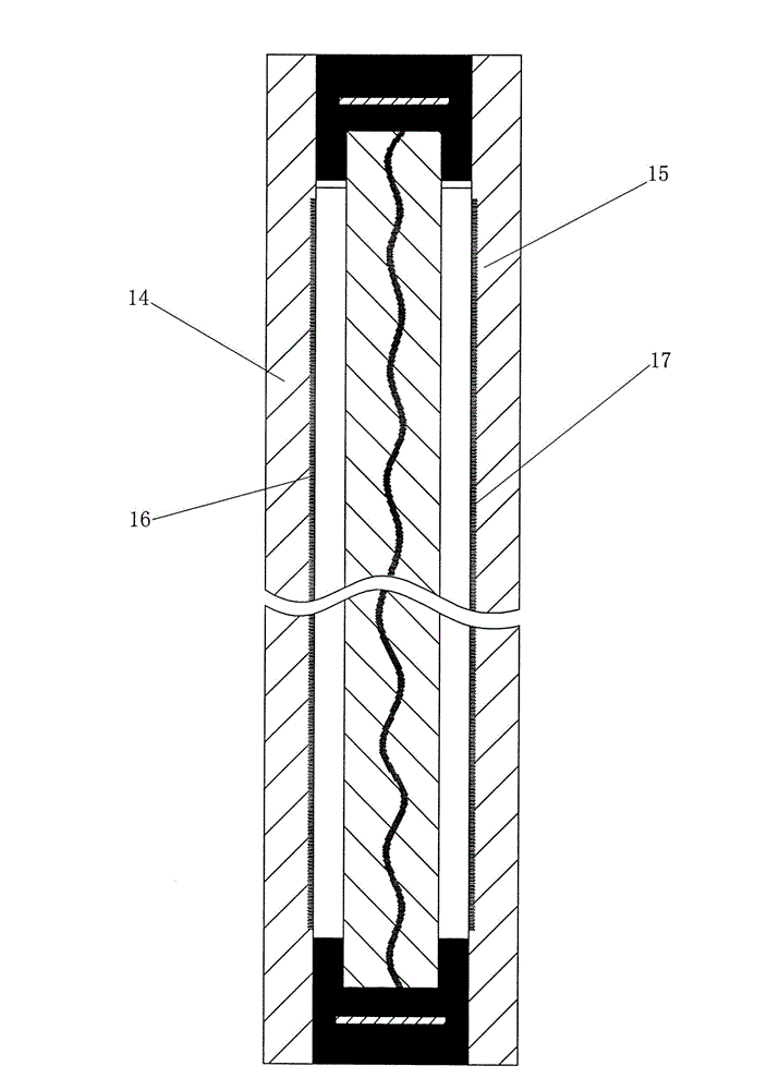 Three-layer hollow glass main body and its production method