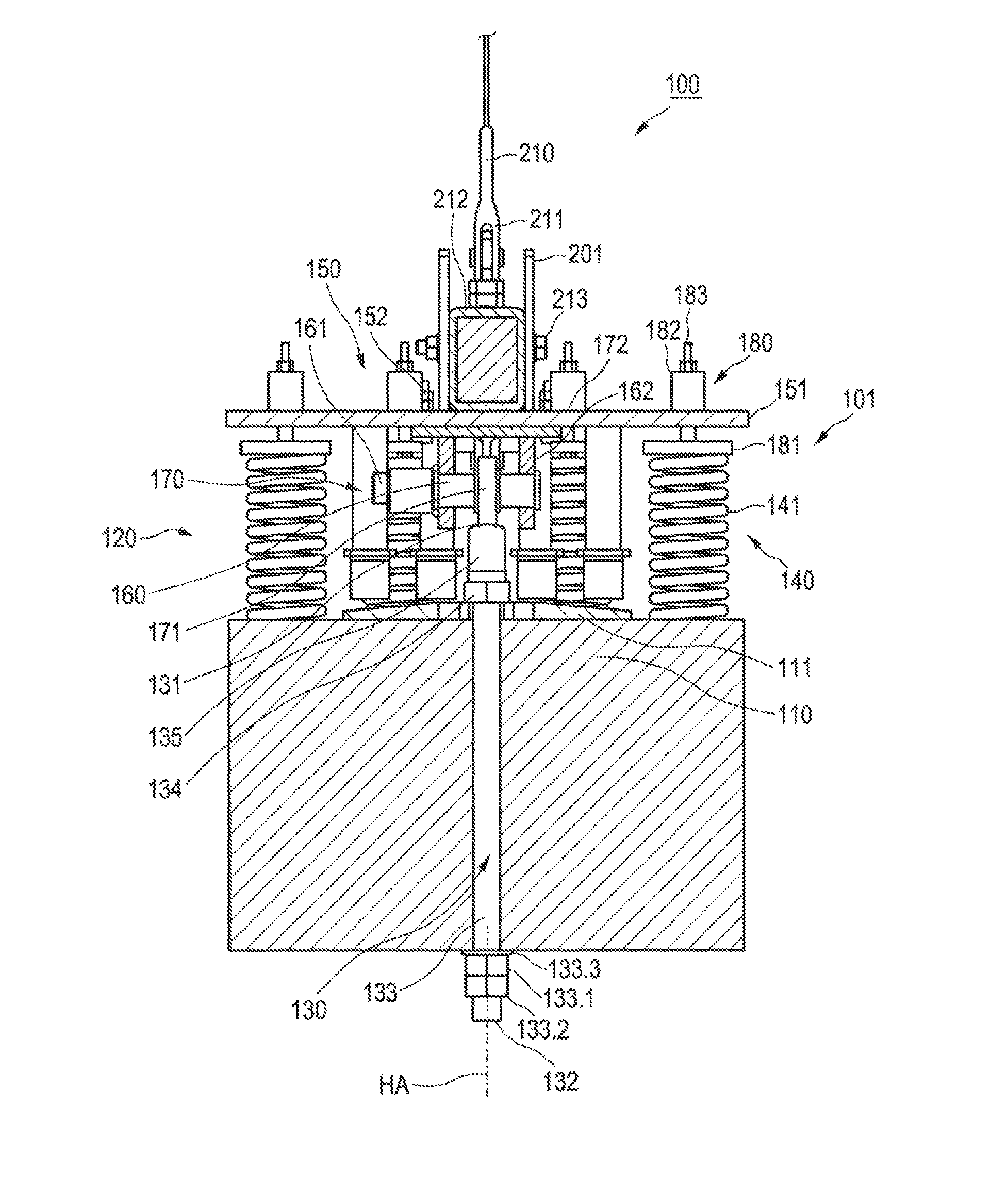 Vibration-limiting module and device, structural segment for a structural installation, and wind turbine having a vibration-limiting module